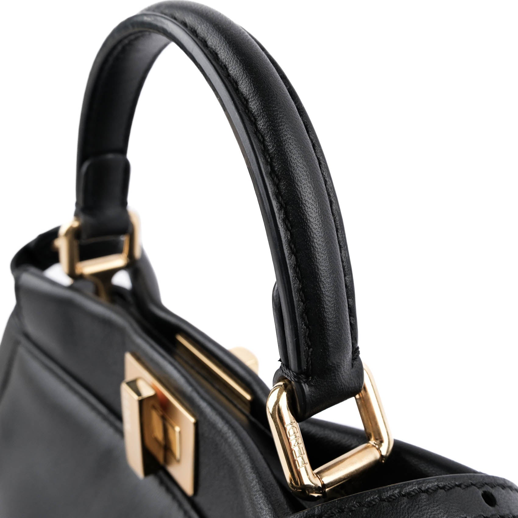 FENDI Mini Peekaboo Black Leather 2WAY Handbag 8BN244