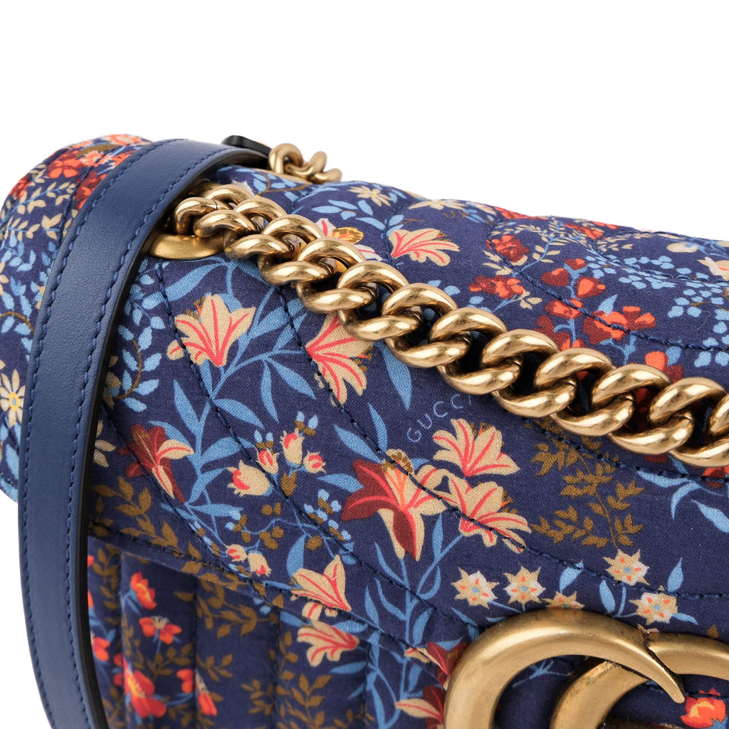 Gucci Small GG Marmont Floral Print Canvas Shoulder Bag
