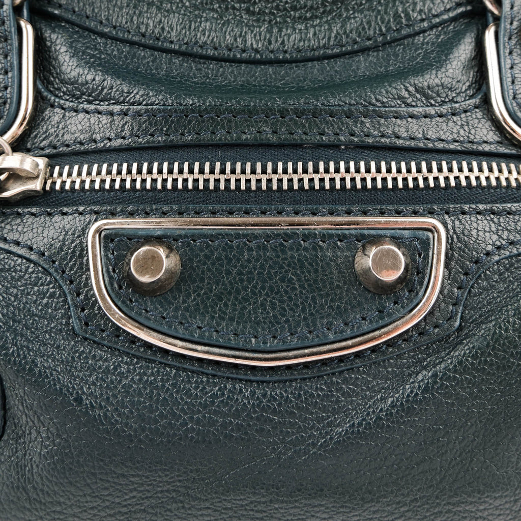 Balenciaga Classic Metallic Edge Mini City Leather 2-Way Handbag Green