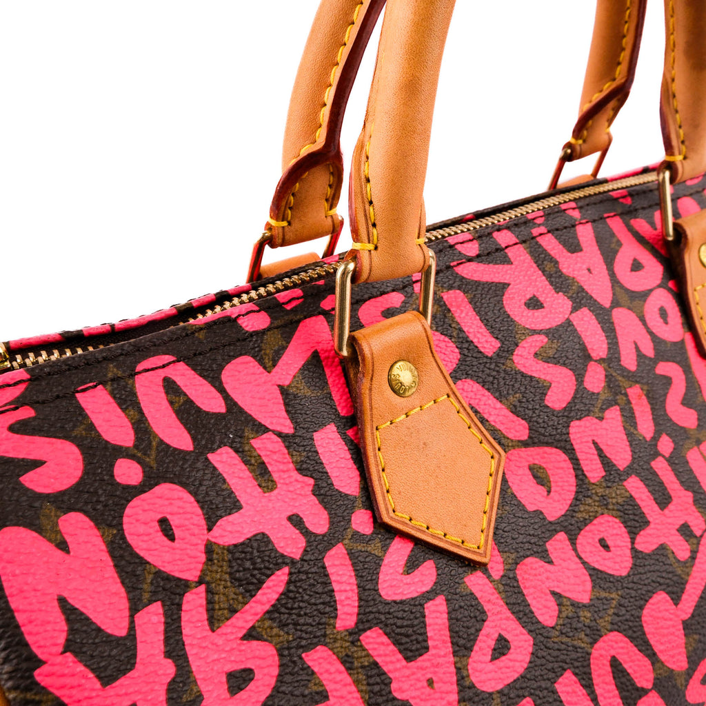 Louis Vuitton Limited Edition 2009 Stephen Sprouse Monogram Graffiti Speedy 30 - Fuchsia