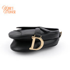 Dior Small Saddle Bag Black Smooth Calfskin Shoulder Bag Antique Gold Hardware