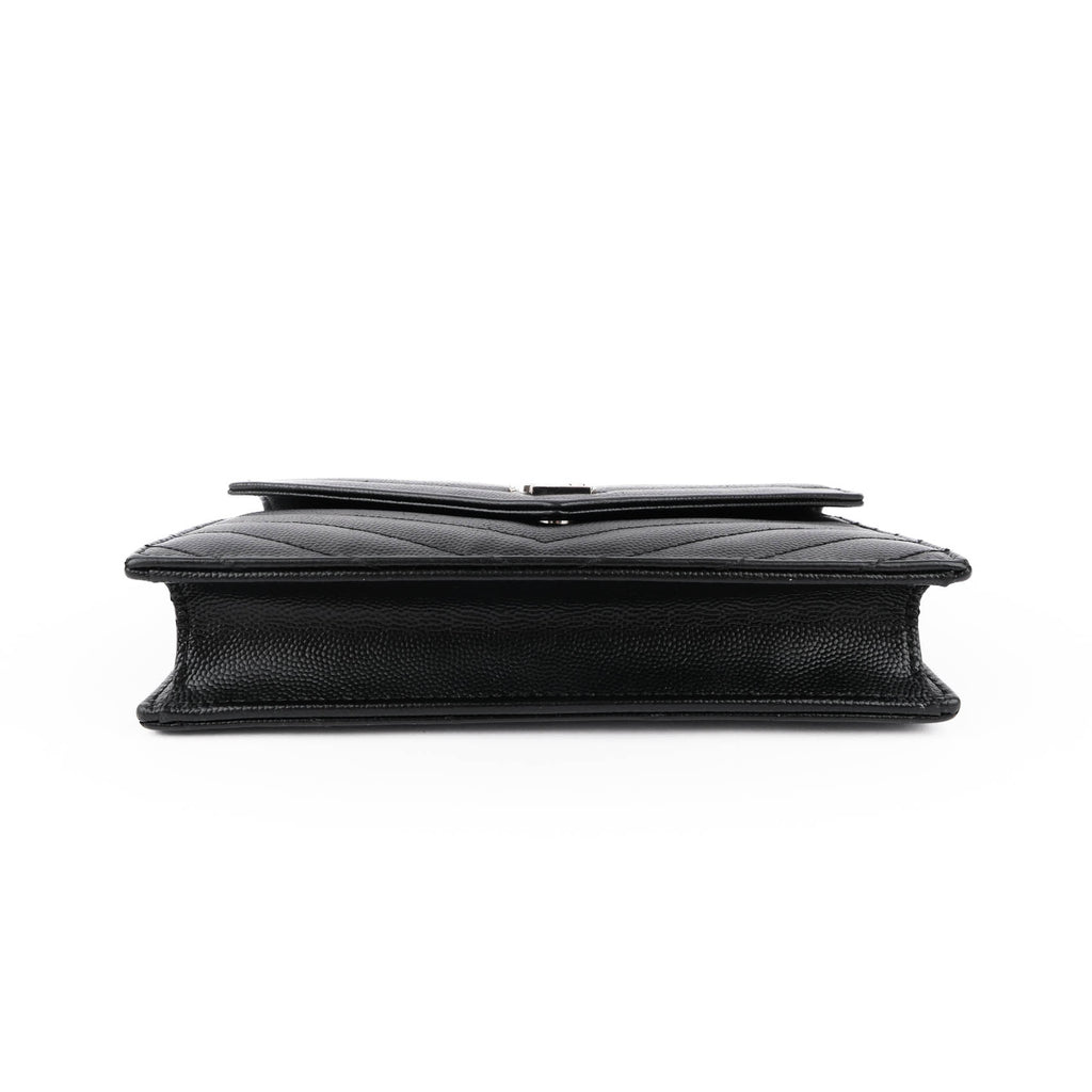 Yves Saint Laurent Vintage Cassandra Monogram Shoulder Bag - Black Leather Silver Logo