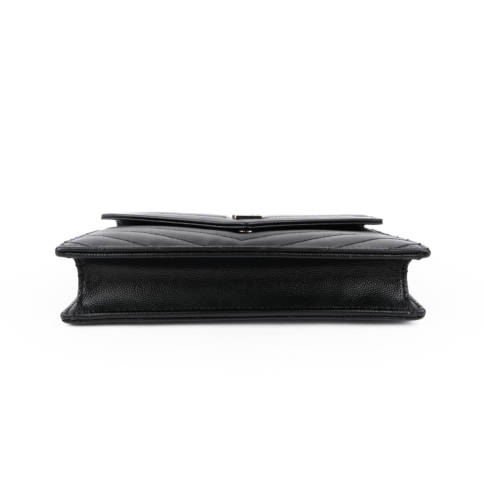 Yves Saint Laurent Vintage Cassandra Monogram Shoulder Bag - Black Leather Silver Logo