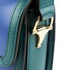 Gucci Horsebit 1955 Small Shoulder Bag in Imperial Blue and Pavone Green Leather
