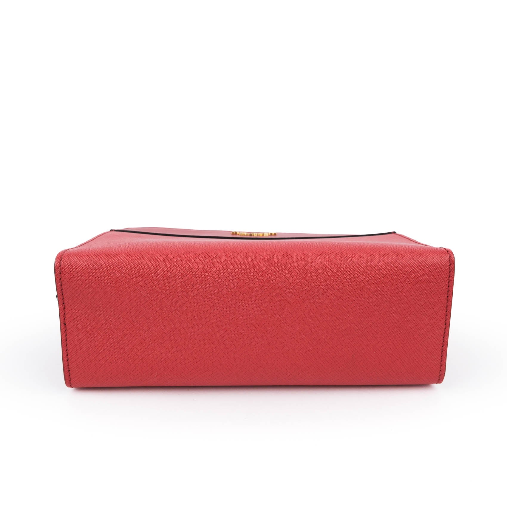 Prada Esplanade Crossbody Saffiano City Calf Red Leather Shoulder Bag 1BH043 Gold Hardware
