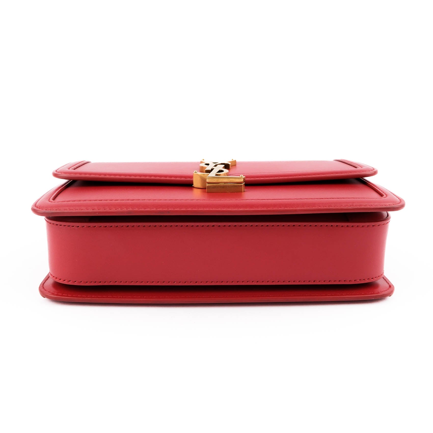 Saint Laurent Paris Solferino Small Shoulder Bag 634305 Smooth Leather Red Gold Hardware