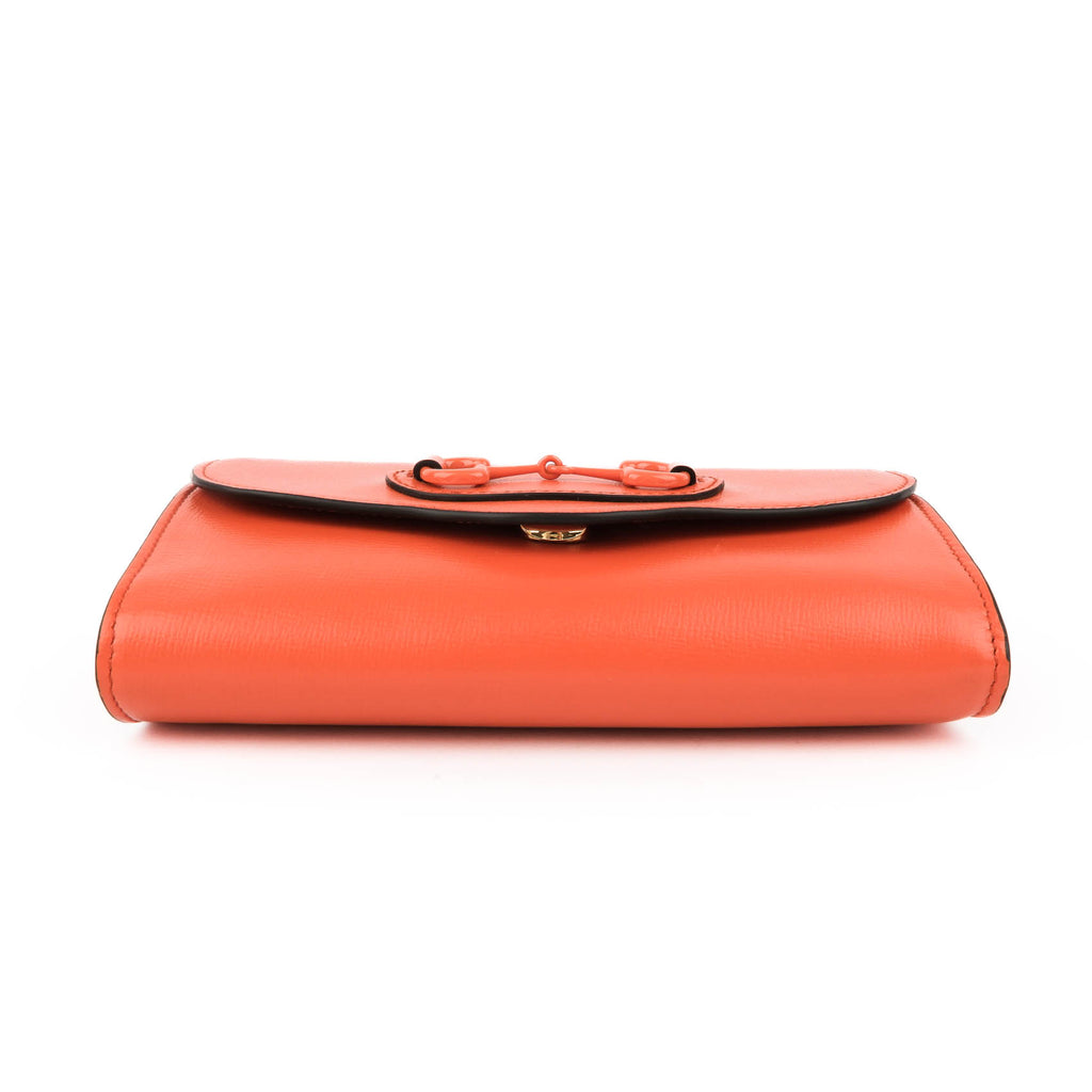 GUCCI Horsebit Mini Shoulder Bag Orange Leather Monochrome 2-Way
