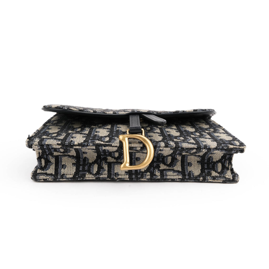 Dior Saddle Belt Pouch in Navy Oblique Jacquard with Aged Gold Hardware