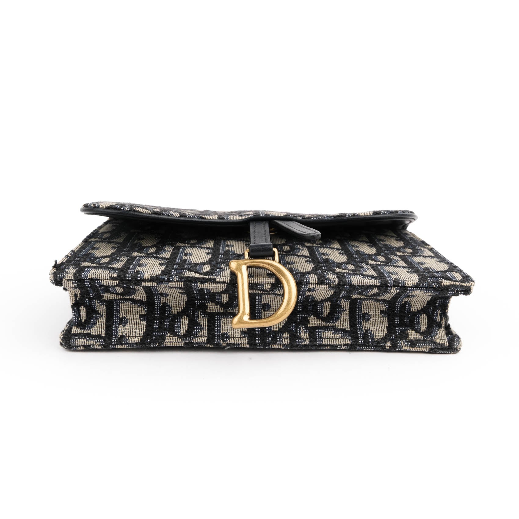 Dior Saddle Belt Pouch in Navy Oblique Jacquard with Aged Gold Hardware