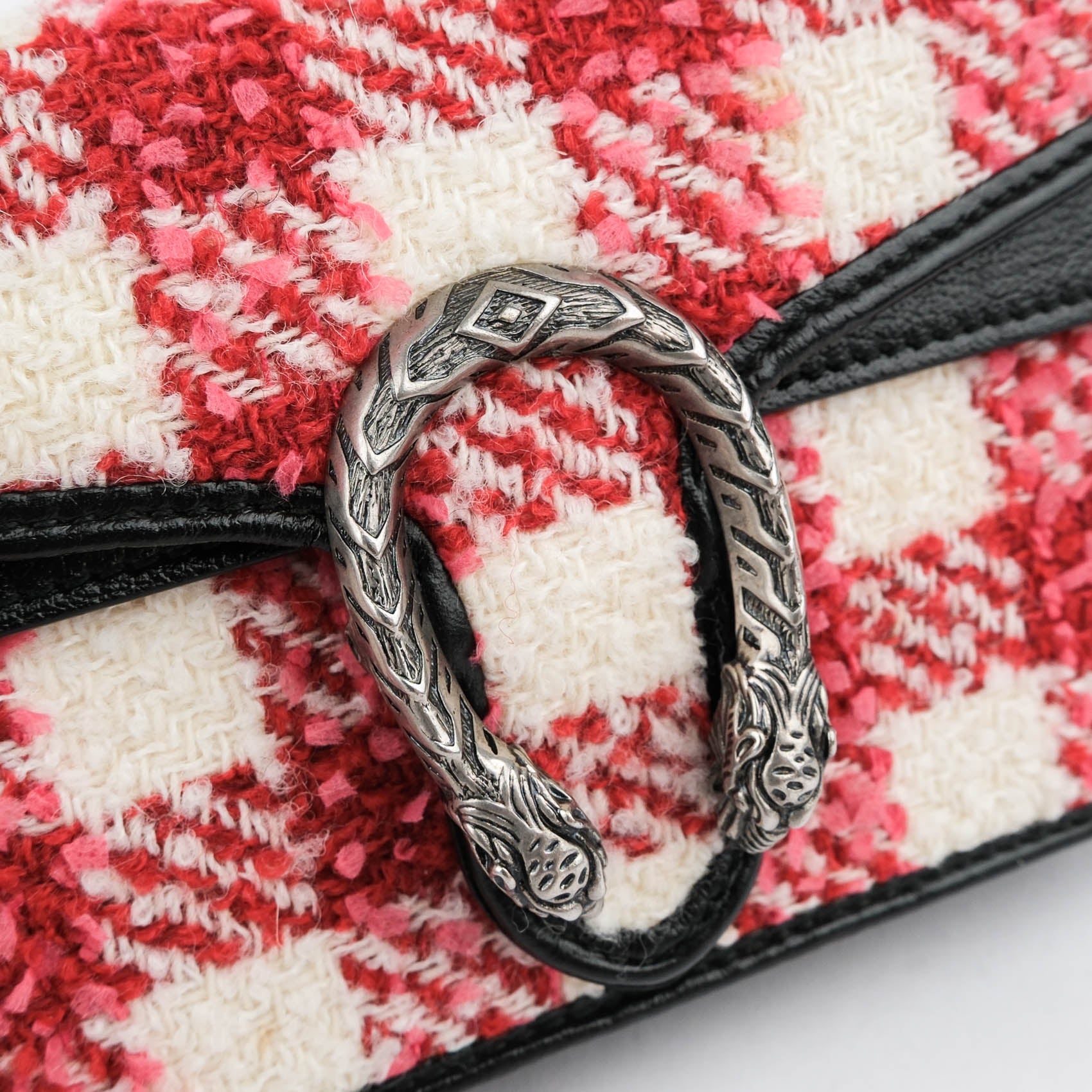 Gucci Dionysus Super Mini Tweed Bag - Red & White Check