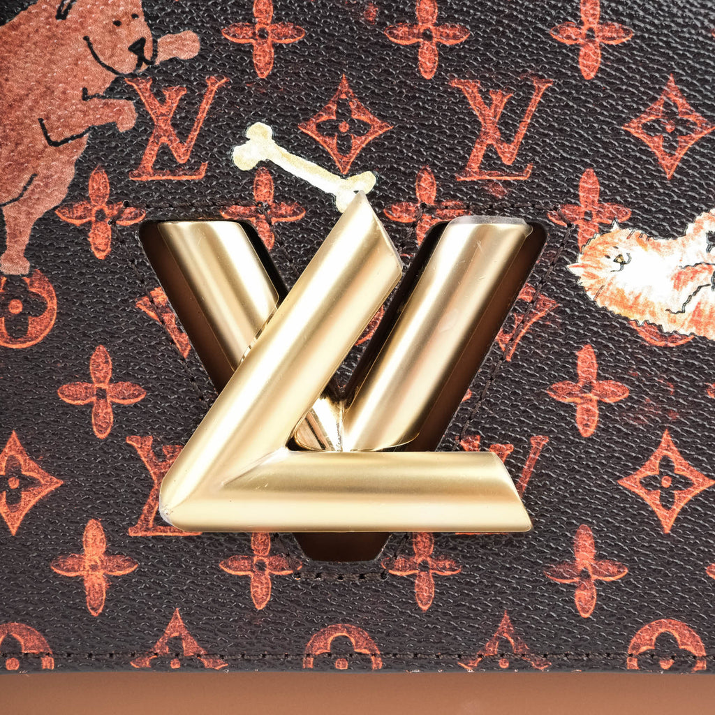 Louis Vuitton Catgram Twist MM Shoulder Bag Monogram Canvas Brown M44408