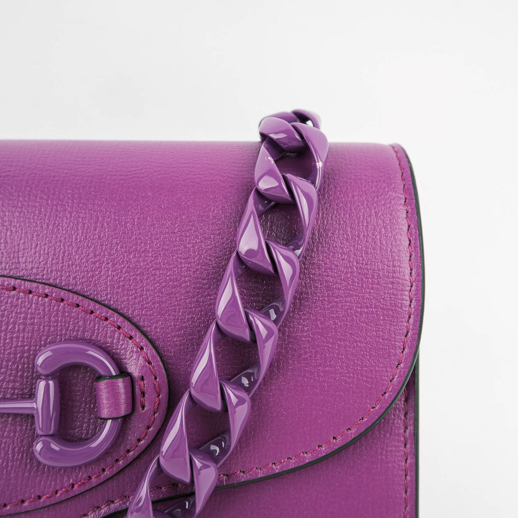 Gucci Horsebit 1955 Mini Shoulder Bag in Purple Leather