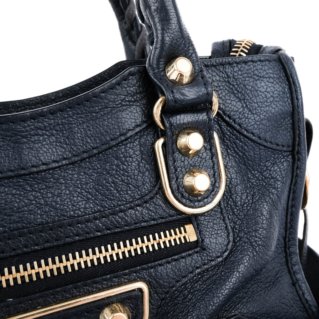 Balenciaga Classic City Mini Navy Leather Shoulder Mini City Crossbody Bag 309544