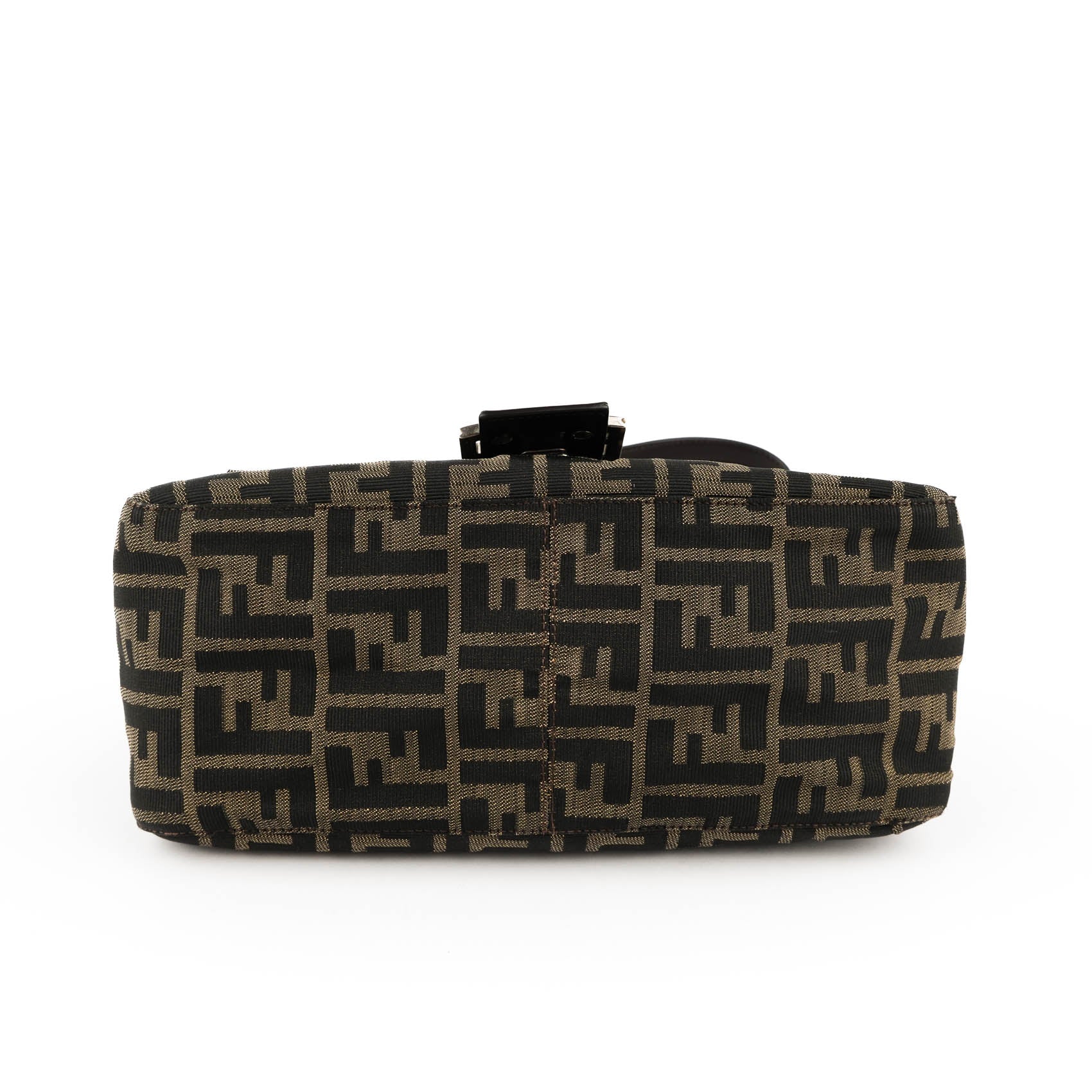 Fendi Zucca Canvas Mamma Baguette Shoulder Bag Tobacco Brown Leather Silver Hardware