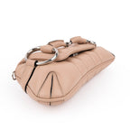 Gucci Horsebit 1955 Small Chain Shoulder Bag Quilted Leather Beige Silver Hardware
