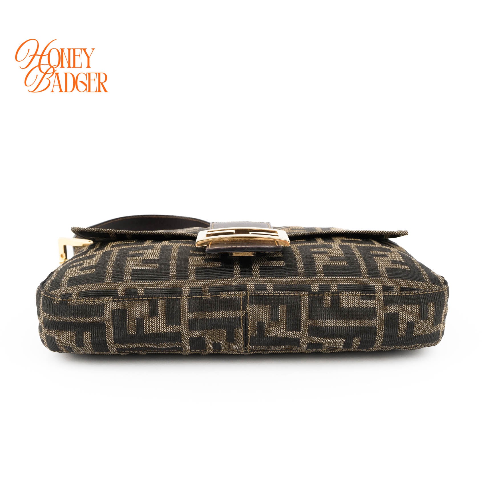 Fendi Vintage Zucca Canvas Baguette Bag - Gold Hardware