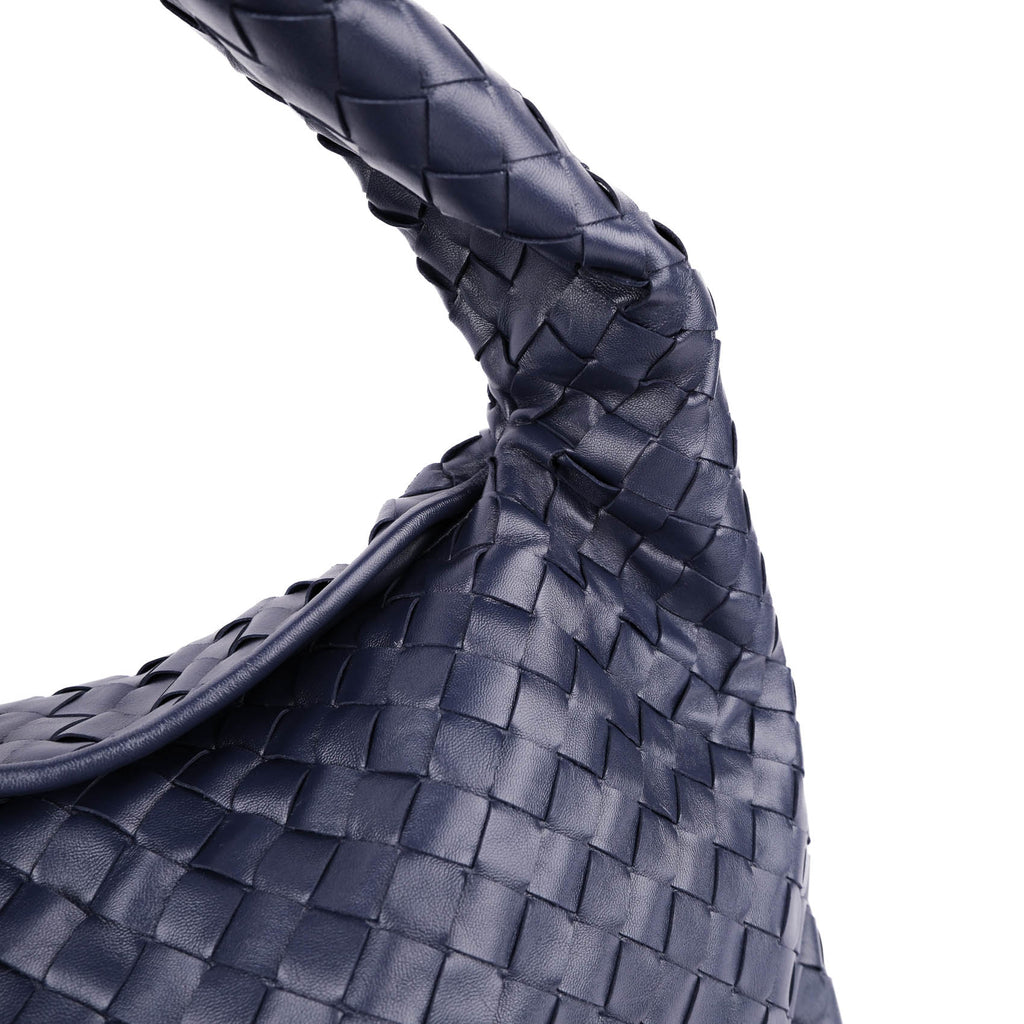 Bottega Veneta Medium Hop Intrecciato Leather Hobo Bag - Navy