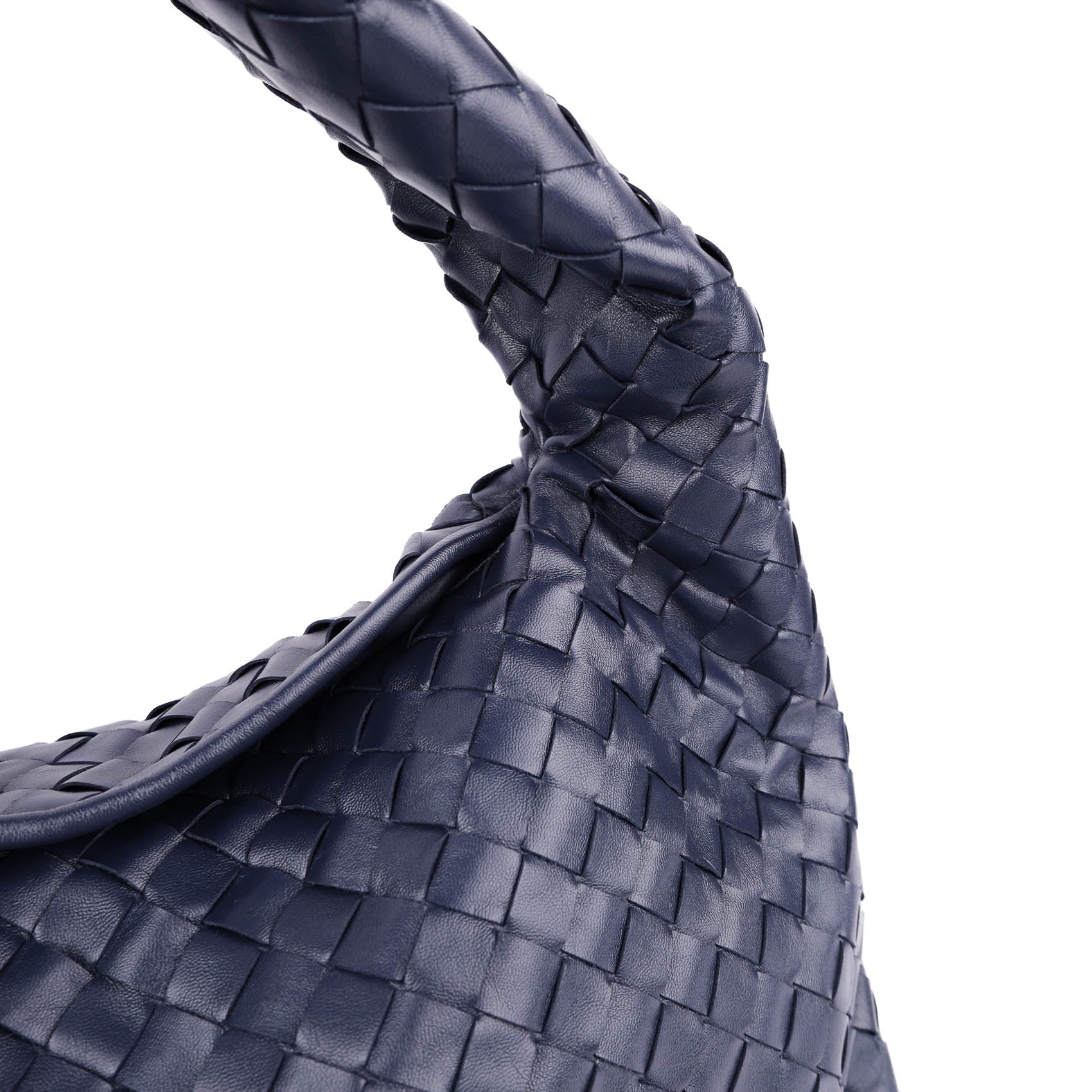 Bottega Veneta Medium Hop Intrecciato Leather Hobo Bag - Navy