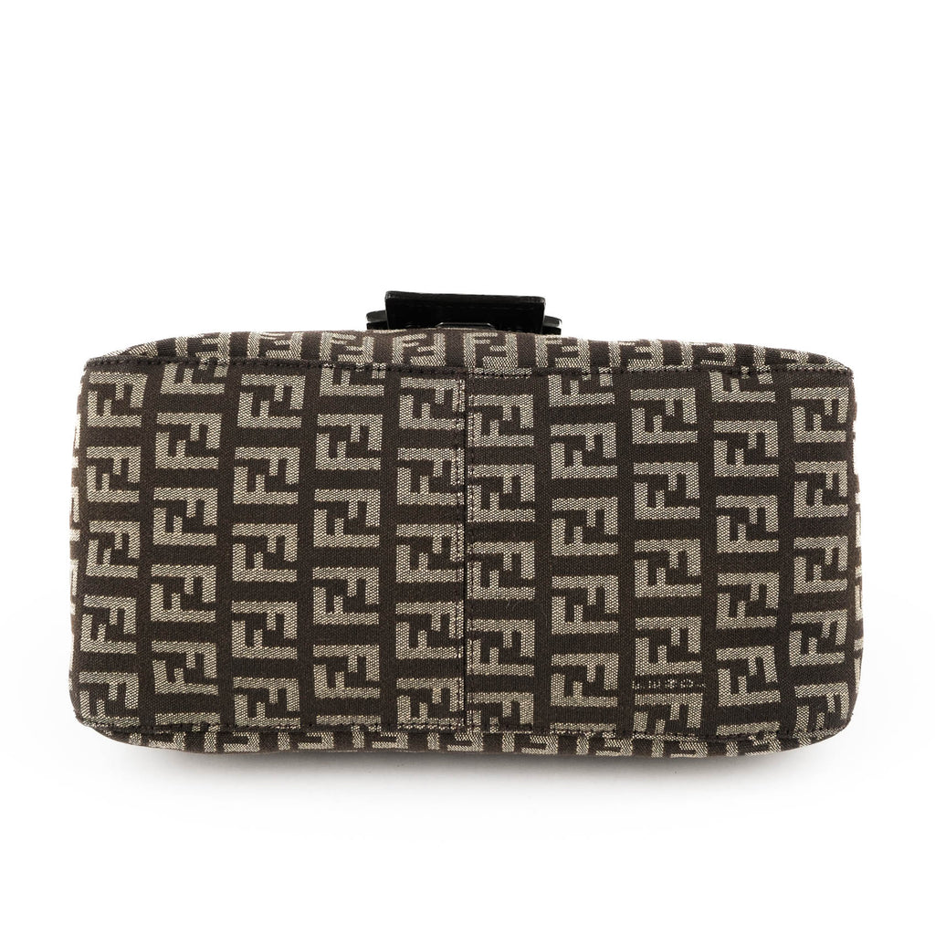 Fendi Zucchino Canvas Baguette Pouch - Discontinued Dark Gunmetal Edition