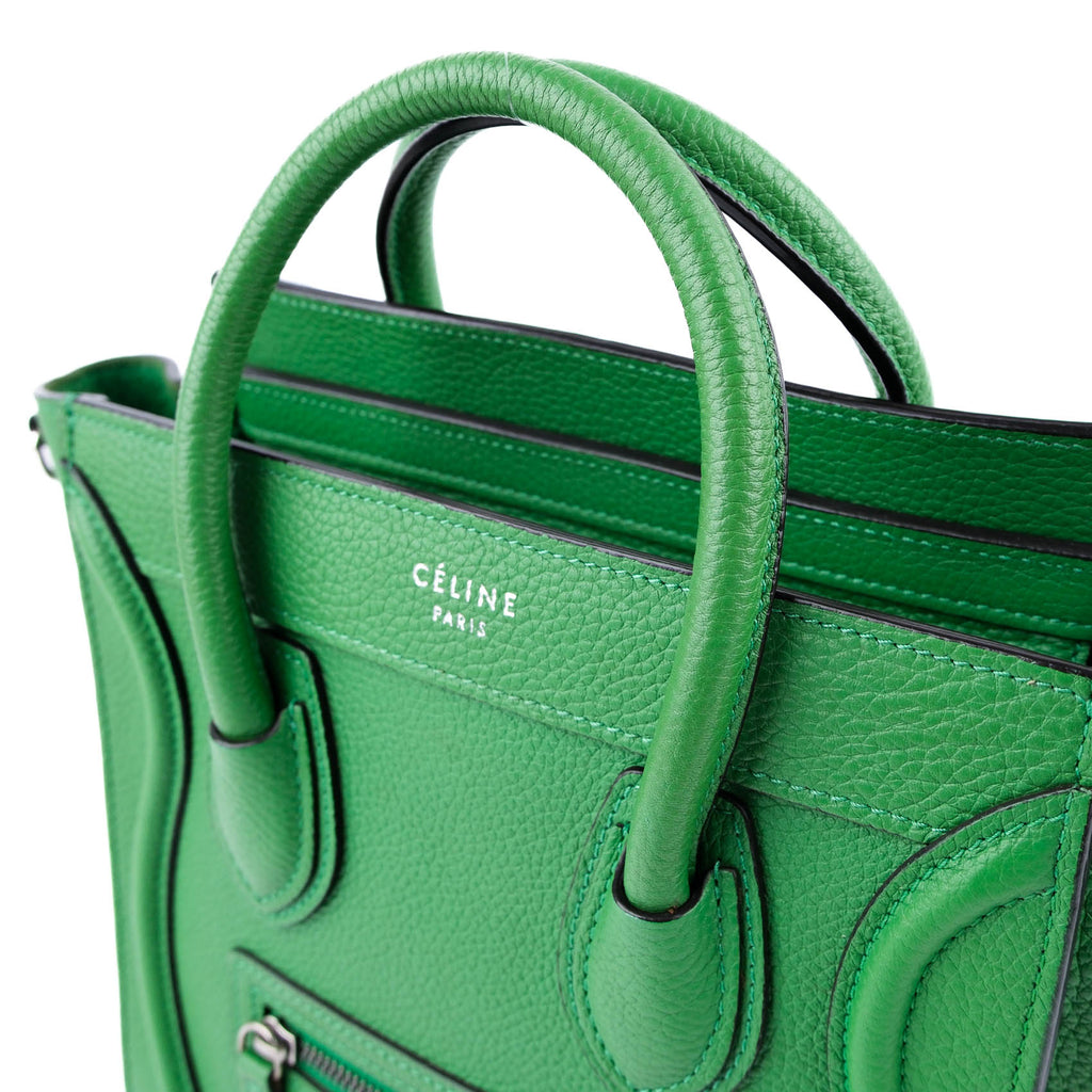 Celine Nano Luggage Bag - Green Drummed Calfskin (Phoebe Philo Era)
