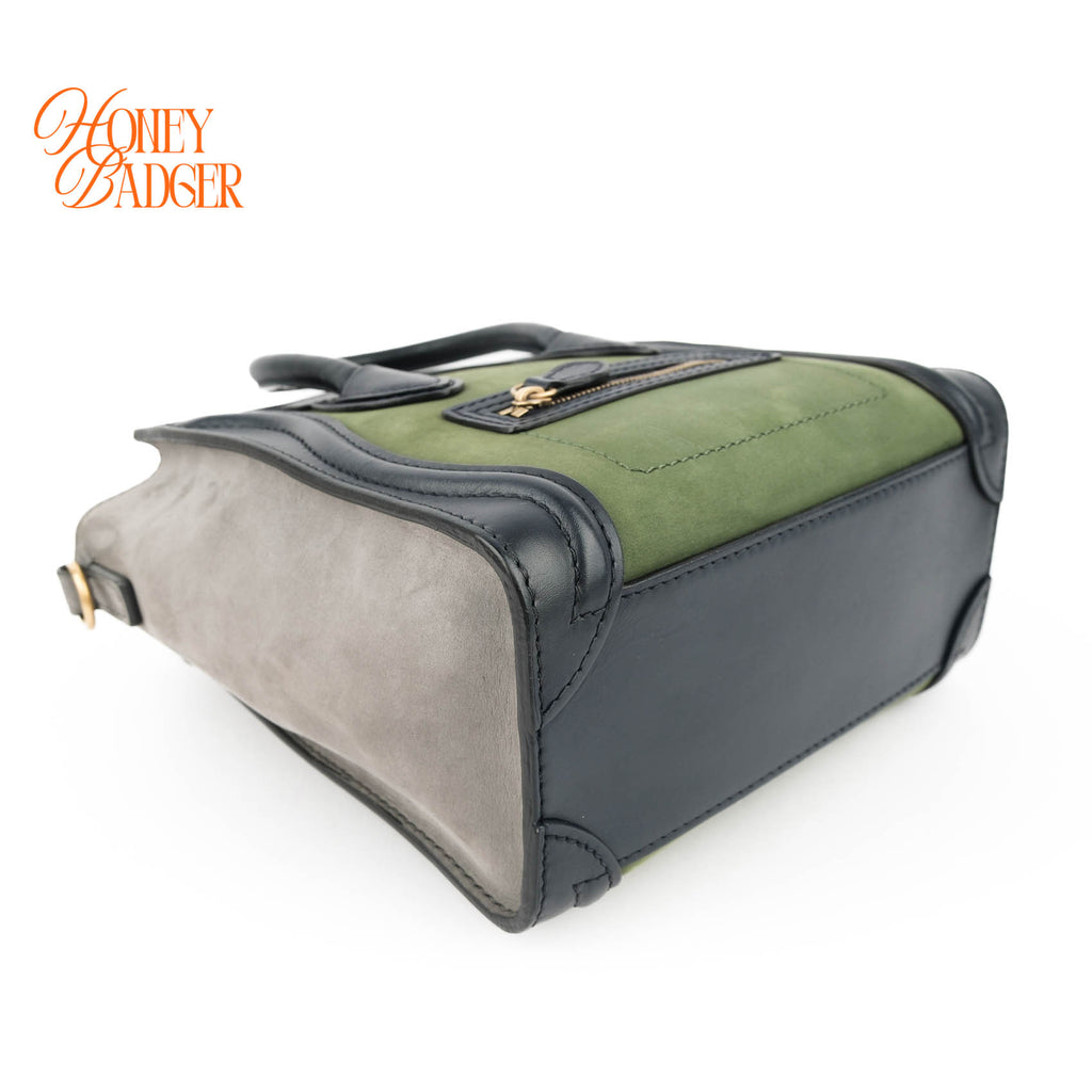 Celine Tricolor Leather & Suede Luggage Nano Shopper