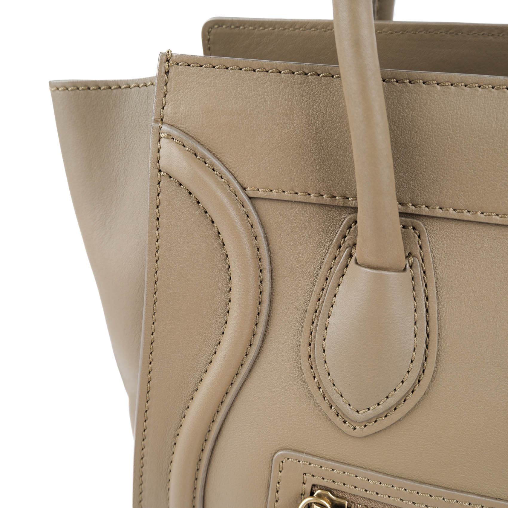 Celine Medium Luggage Tote - Taupe Smooth Leather Gold Hardware