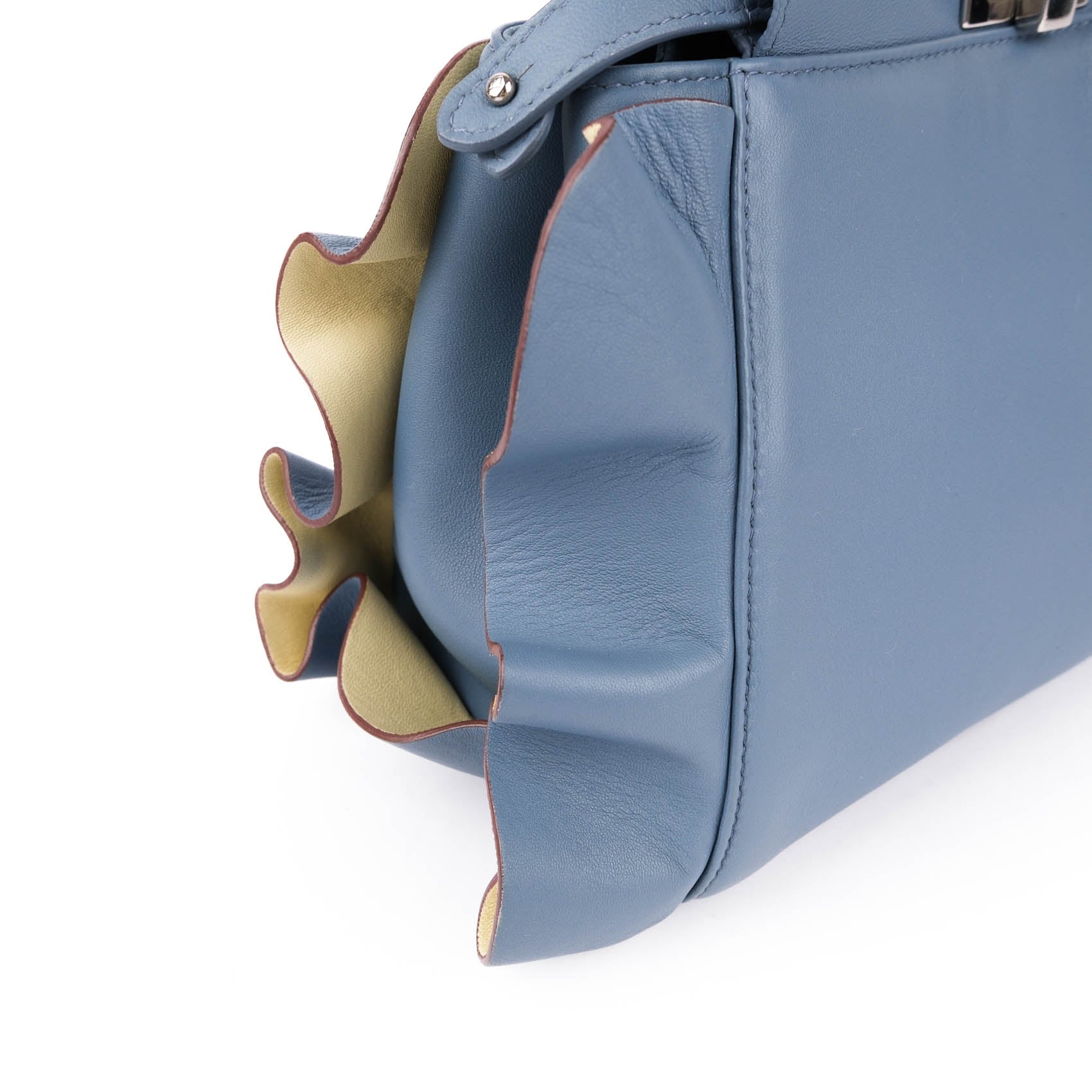 Fendi Mini Peekaboo Leather 2‑Way Handbag – Blue (8BN244)