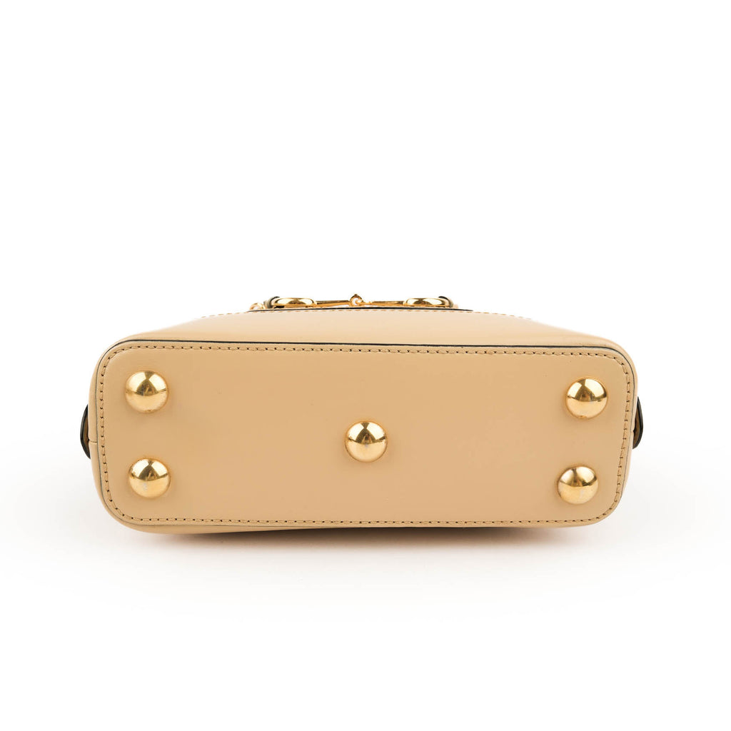 Gucci Horsebit 1955 Mini Top Handle Bag 640716 Smooth Leather Beige Gold Hardware 2-Way