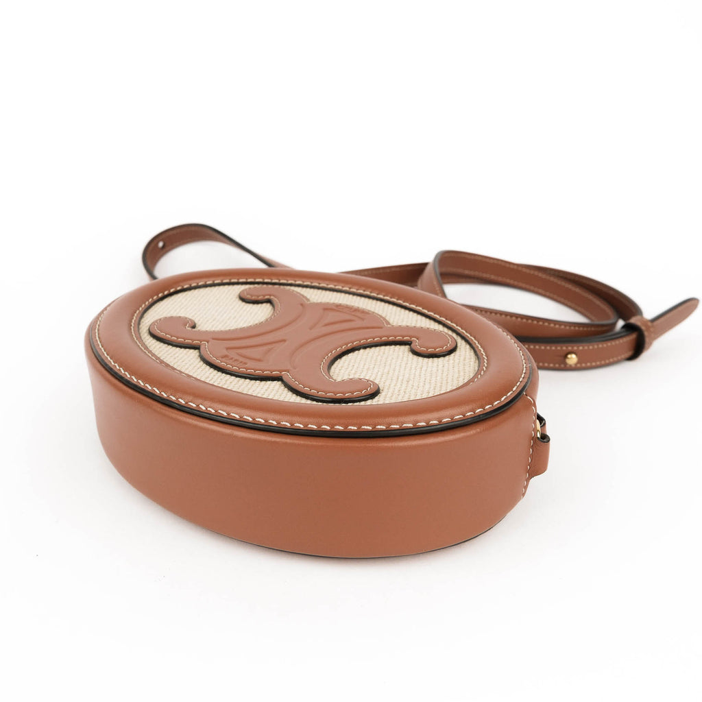 Celine Crossbody Oval Purse Cuir Triomphe in Textile and Calfskin