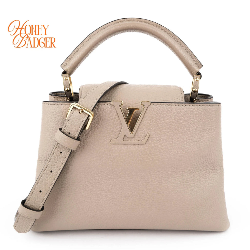 Louis Vuitton Capucines BB Taurillon Leather Galet Gray Gold Hardware Rank A