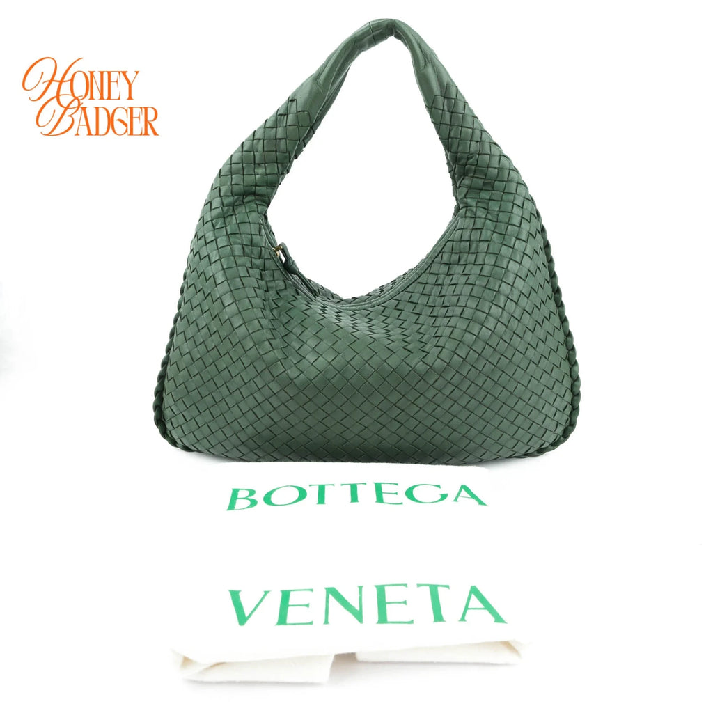 Bottega Veneta Veneta Hobo Intrecciato Leather Green Rank A