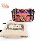 Gucci GG Marmont Mini Tweed Multicolor Chain Bag G3461 Rank A