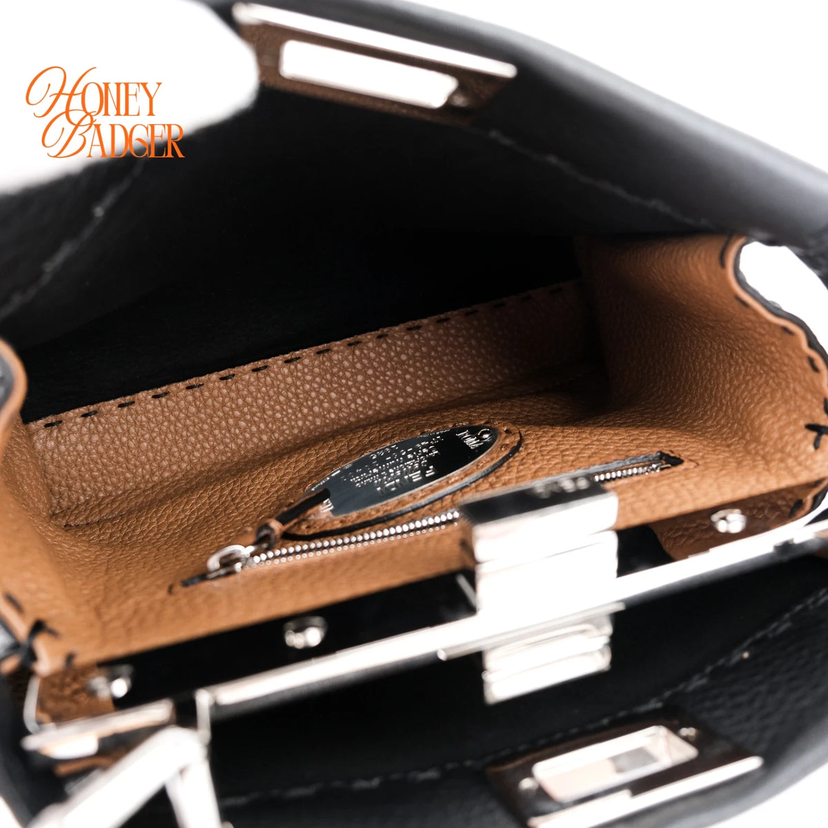 Fendi Peekaboo Mini Selleria Grained Leather Black Rank A