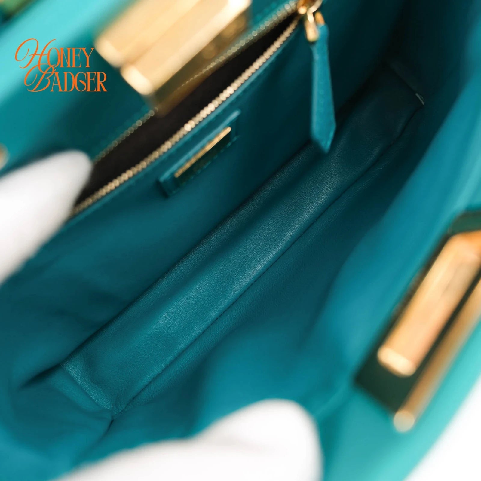 Fendi Peekaboo Iconic Mini Blue Leather 2WAY Shoulder Bag 8BN244