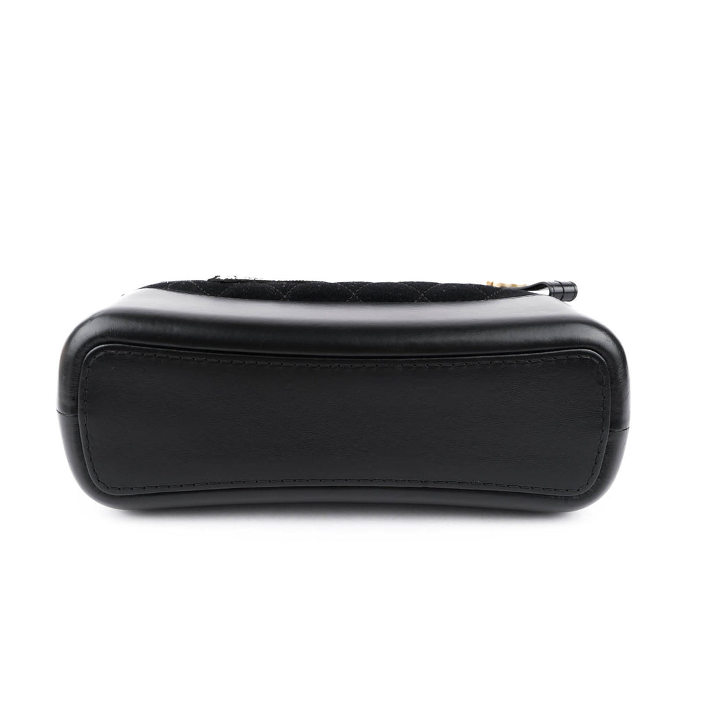 Chanel Medium Gabrielle Hobo Bag in Black Felt and Calfskin