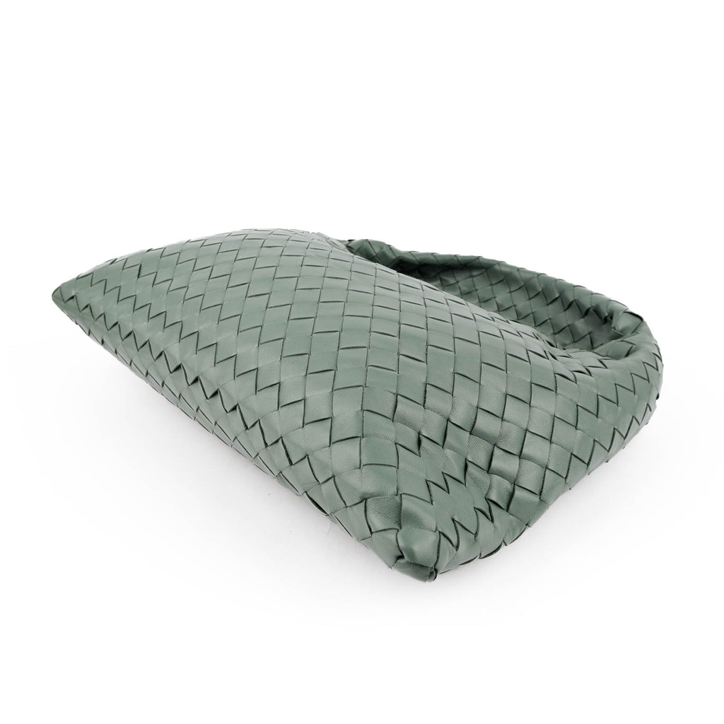 Bottega Veneta Small Hop Bag in Aloe Green Intrecciato Leather
