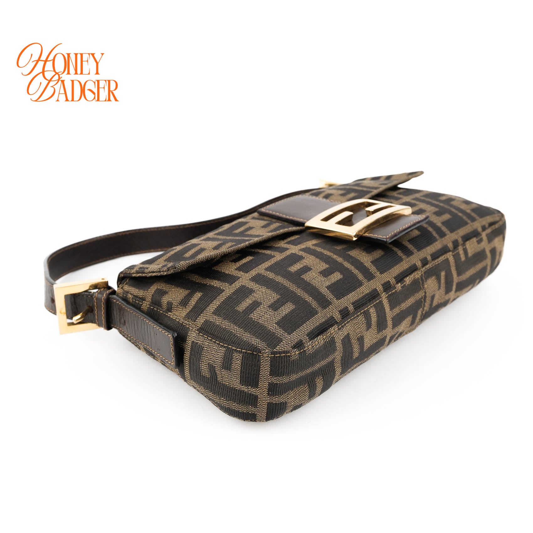 Fendi Vintage Zucca Canvas Baguette Bag - Gold Hardware