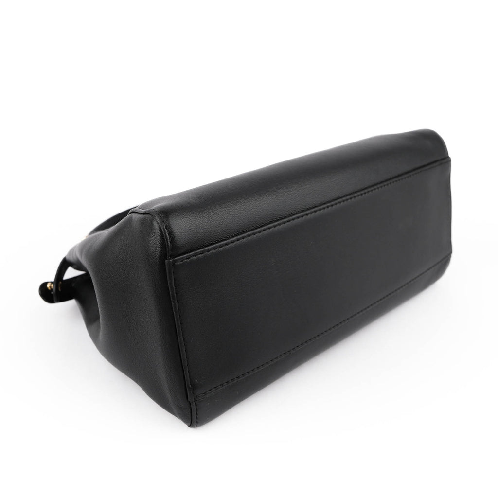 Fendi Peekaboo Mini 2Way Handbag Black Smooth Leather Gold Hardware