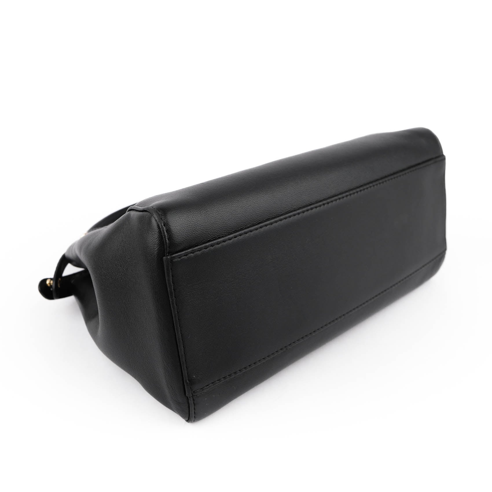 Fendi Peekaboo Mini 2Way Handbag Black Smooth Leather Gold Hardware