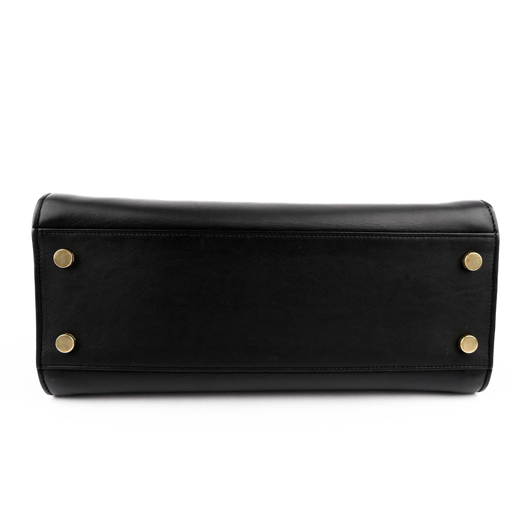 Saint Laurent Paris Monogram Baby Cabas 2-Way Handbag Smooth Leather Black Gold Hardware