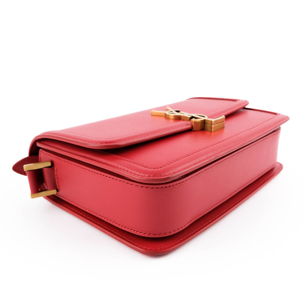 Saint Laurent Paris Solferino Small Shoulder Bag 634305 Smooth Leather Red Gold Hardware