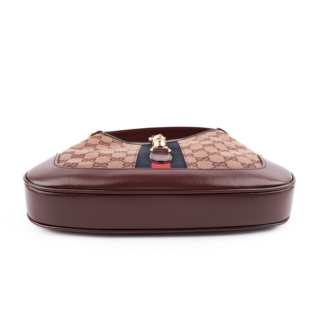 Gucci Jackie 1961 Small GG Canvas Leather Bordeaux Shoulder Bag 636706
