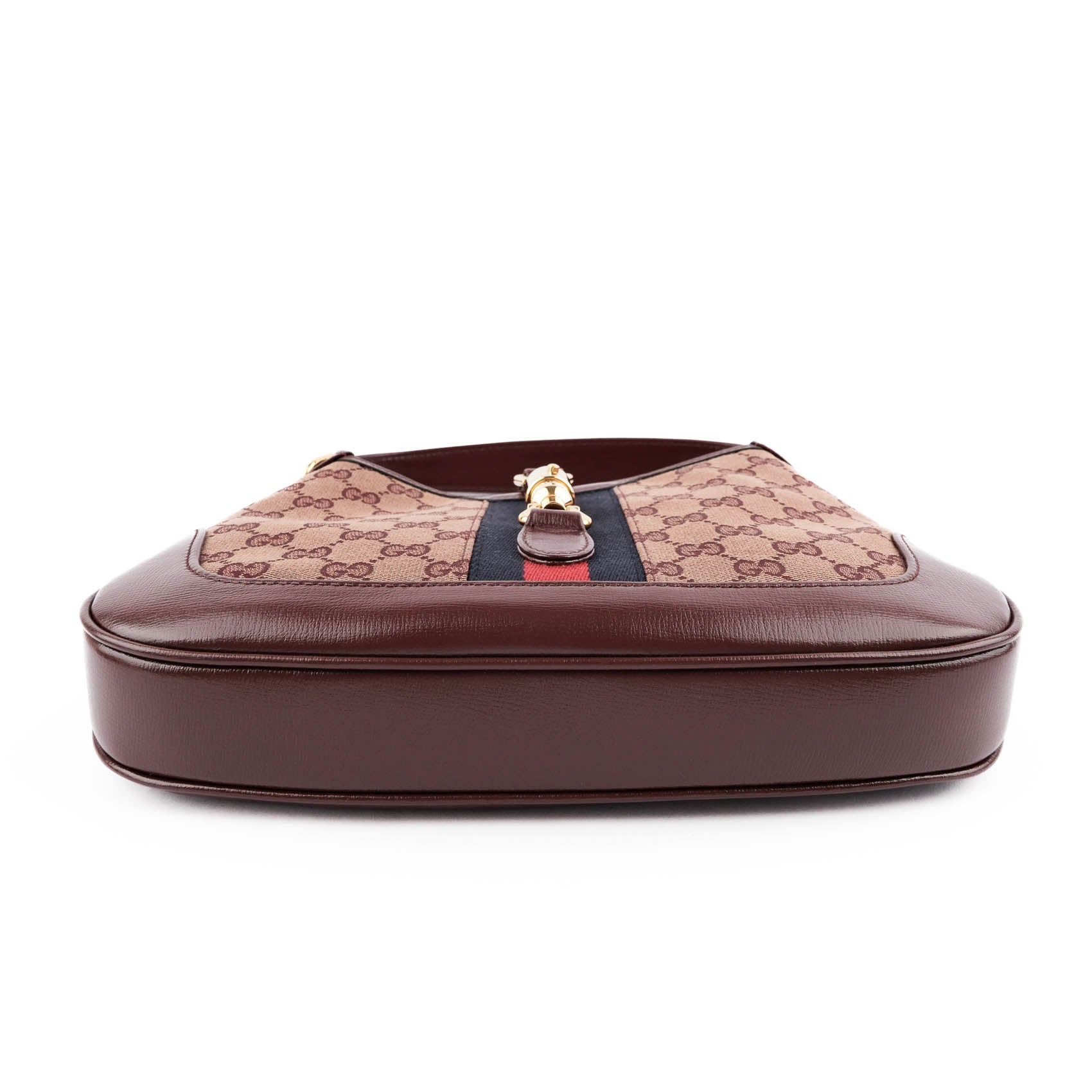 Gucci Jackie 1961 Small GG Canvas Leather Bordeaux Shoulder Bag 636706