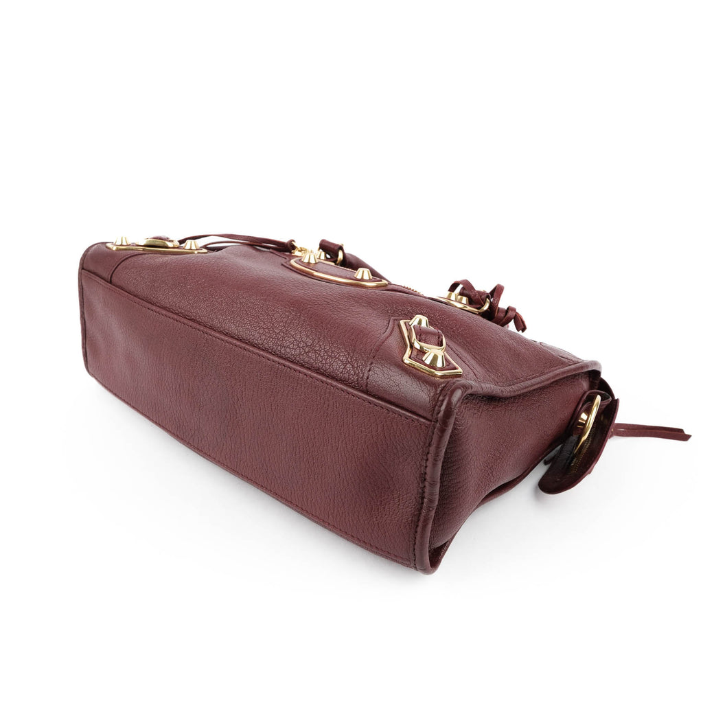 Balenciaga Classic Metallic Edge Small City - Bordeaux