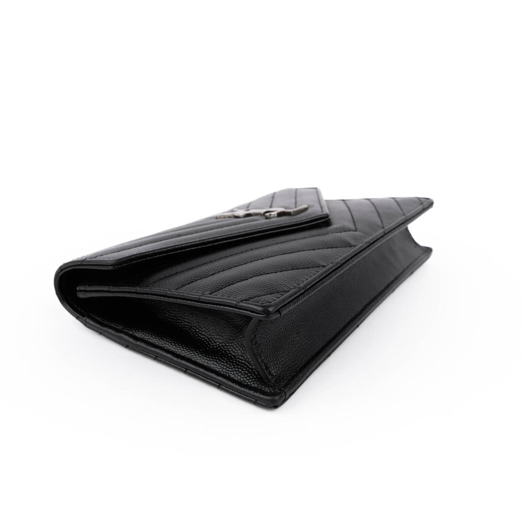 Yves Saint Laurent Vintage Cassandra Monogram Shoulder Bag - Black Leather Silver Logo