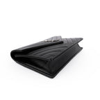 Yves Saint Laurent Vintage Cassandra Monogram Shoulder Bag - Black Leather Silver Logo