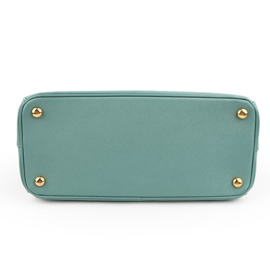 Prada Galleria Medium Saffiano Leather 2-Way Handbag Light Blue Gold Hardware