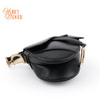 Dior Small Saddle Bag Black Smooth Calfskin Shoulder Bag Antique Gold Hardware