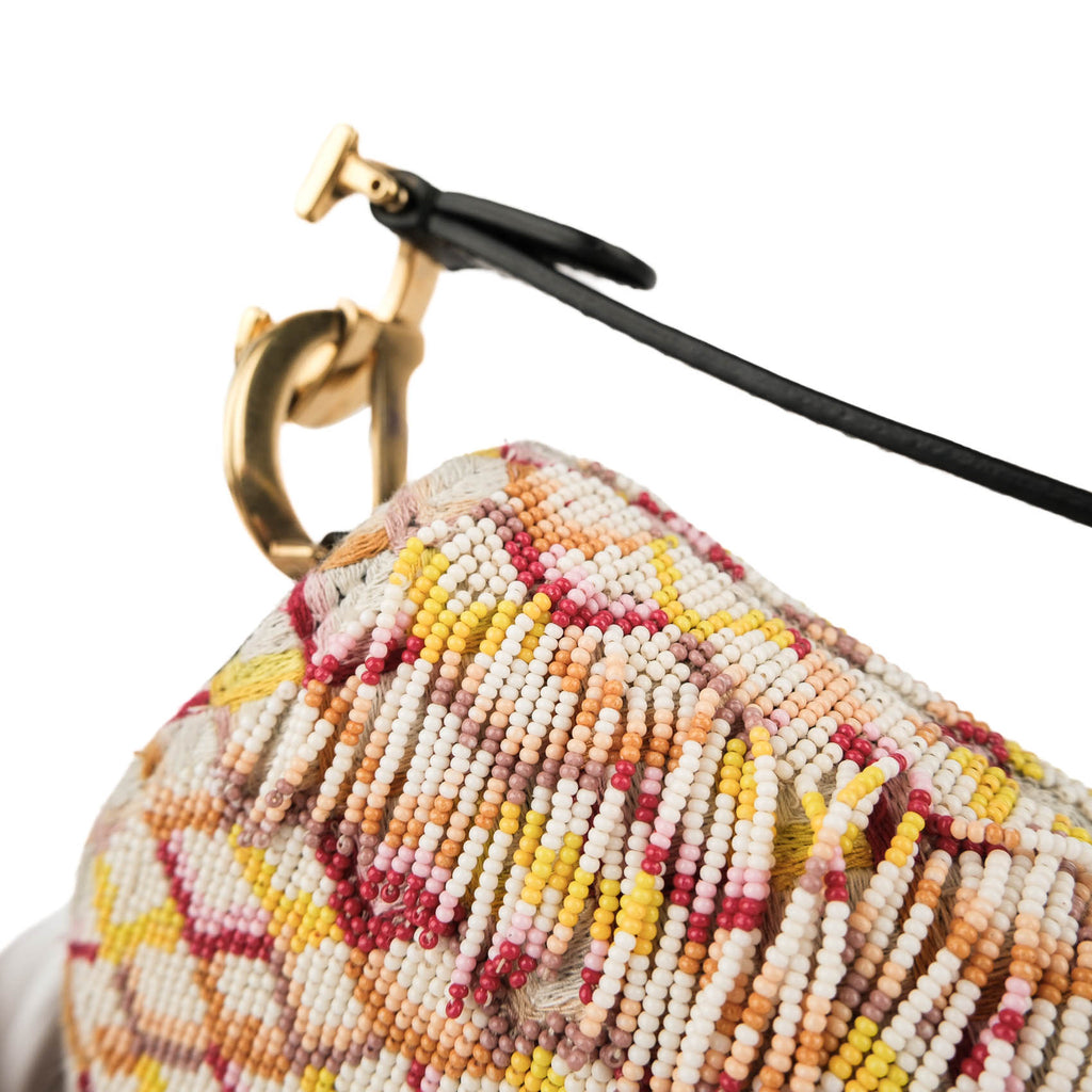 Christian Dior Beaded Saddle Bag with Embroidered Strap