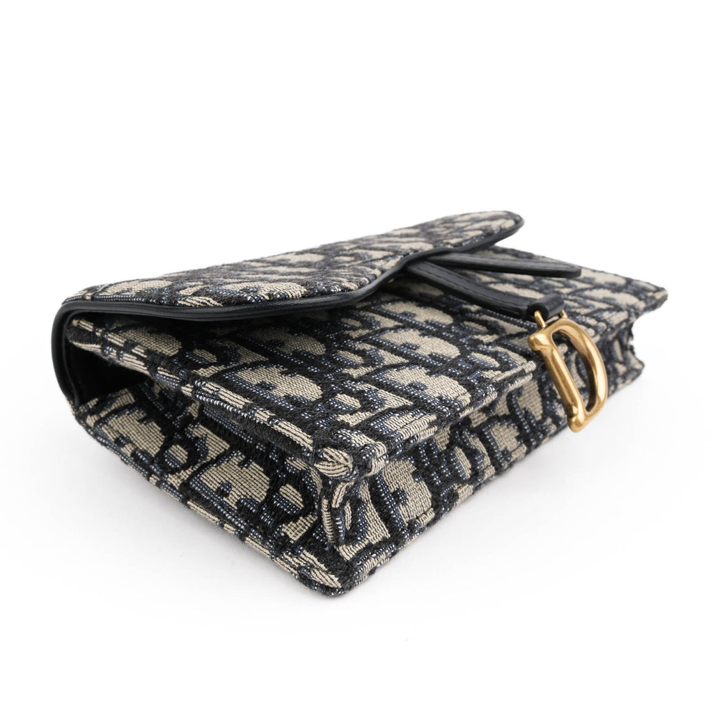 Dior Saddle Belt Pouch in Navy Oblique Jacquard with Aged Gold Hardware